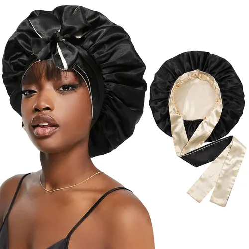 Miniatura 11 de Gorra de seda lavanda por marca – Gorro de dormir con banda elástica para cabello rizado