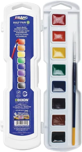 Miniatura 11 de Prang Pintura de acuarela semihúmeda no tóxica sin cera, media bandeja rectangular de plástico, 16 colores surtidos