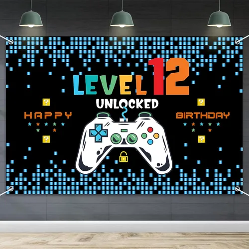 Miniatura 7 de HAMIGAR Telón de fondo Baner de Feliz 5º cumpleaños de 6 x 4 pies - Decoración de cumpleaños desbloqueada nivel 5 suministros de fiesta para niños