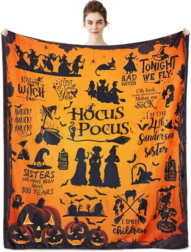 Metawu Manta de bruja de Halloween para mujer, manta de franela de vellón para sofá, cama, silla, decoración de Halloween, manta de 50 x 60 pulgadas