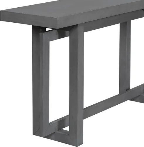 Miniatura 4 de Console Table for Entryway, 59" Wood Sofa Table with Solid Wood Legs, Modern Entryway Table with Geometric Design for Living Room, Hallway