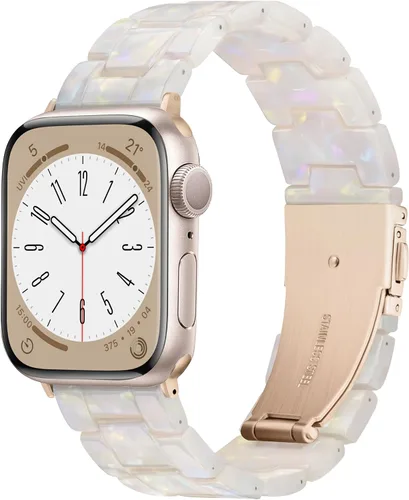 Miniatura 17 de Compatible con Apple Watch Band de 1.614 in, 1.575 in, 1.496 in o 1.929 in, 1.772 in, 1.732 in, 1.654 in, correa de repuesto de resina ligera Blanco