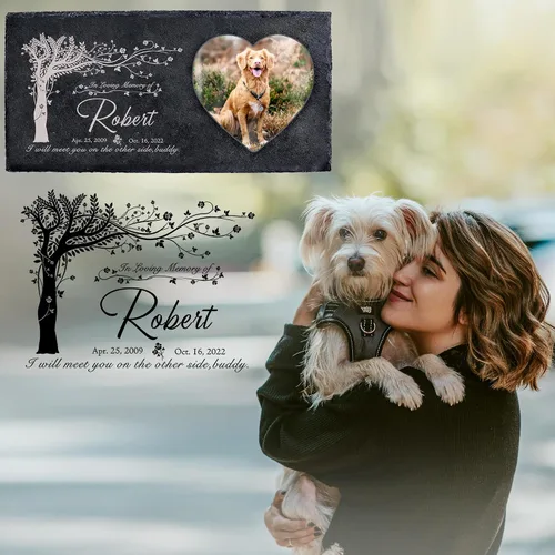 Miniatura 4 de Farfume Piedras conmemorativas personalizadas para mascotas con foto y texto Marcadores personalizados para tumbas para mascotas Lápidas