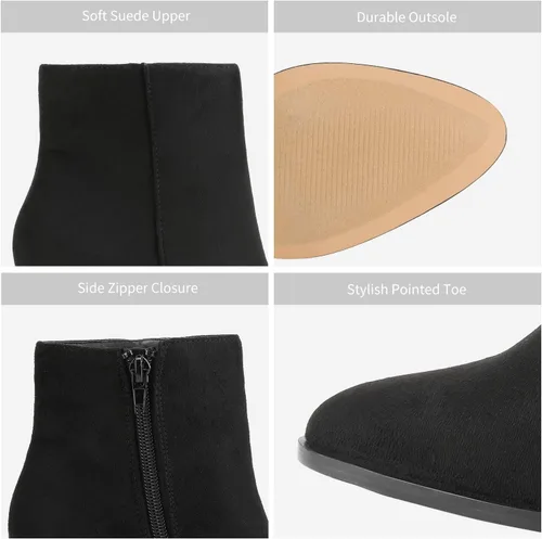 Miniatura 3 de DREAM PAIRS Botines de tacón grueso de bloque para mujer