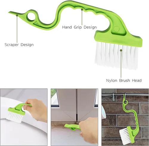 Miniatura 4 de 8 piezas de herramientas de limpieza de ranuras de mano, cepillos de limpieza de hendiduras para puertas y ventanas, limpiadores de ciegos, cepillo