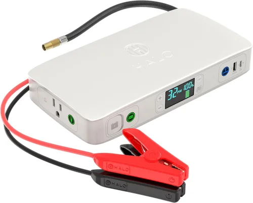 Miniatura 7 de HALO Bolt Ultimate 2 - Arrancador de batería portátil para automóvil Compresor de aire de 130 PSI, banco de energía USB de 55.5 Wh con salida