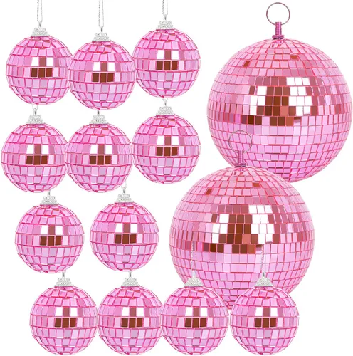 Paquete de 14 bolas de espejo, adornos de bola de disco colgantes para DJ, escenario, club, boda, vacaciones, decoración de fiesta, hogar, 6