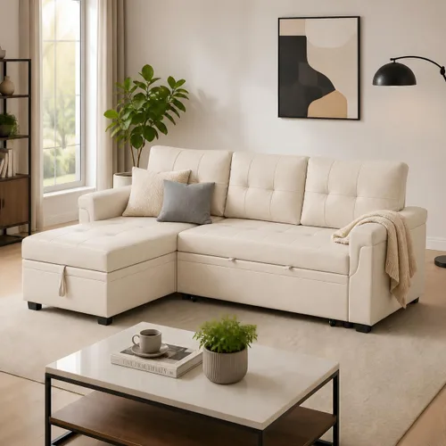 Miniatura 14 de Naomi Home Transforma Cualquier Espacio: Sofá Seccional Reclinable con Sofá Cama Convertible y Chaise Acogedora. Encuentra Comodidad Tranquila