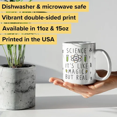 Miniatura 2 de LookHUMAN Taza de café de ciencia – Tazas de café únicas para los amantes del café, tazas de café de cerámica con impresión de doble cara como
