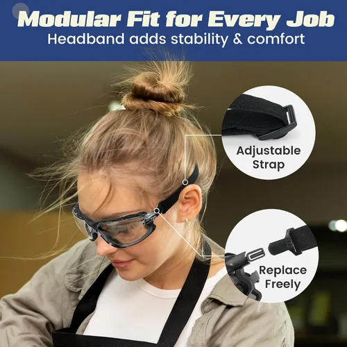 Miniatura 2 de Flaya Adjustable Foam Lined Safety Glasses ANSI Z87.1 Anti-Fog Mowing Goggles for Men & Women, UV400 Protection with Strap