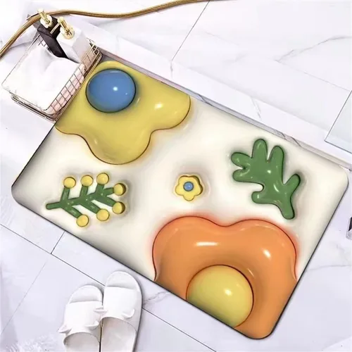 Miniatura 3 de LELEBEAR Tapete absorbente antideslizante visual 3D, tapete de baño de flores lindas, tapete de baño de barro de diatomeas suave, súper absorbente