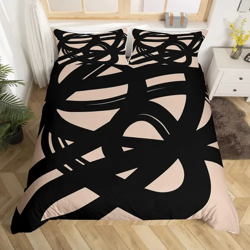 Miniatura 25 de Manfei Juego de ropa de cama de silueta de ciervo, tamaño individual, funda de edredón con patrón de flechas y cuernos con 1 funda de almohada