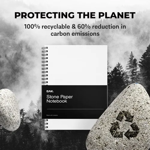 Miniatura 5 de GAK. Cuaderno de papel de piedra impermeable en espiral (tamaño M) – 5.8 x 8.3 pulgadas, 50 hojas, cuaderno de papel de piedra, cuaderno de notas