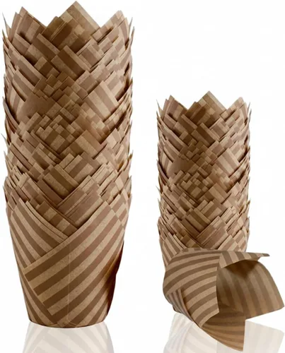Miniatura 11 de 150 piezas de forros para magdalenas y cupcakes con tulipán, tazas de papel para hornear, envoltorios para cupcakes a prueba de grasa para Negro