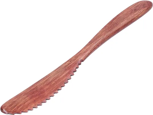 Miniatura 6 de Juego de 5 cuchillos de madera para cena, cuchillos de pastel pulidos, cuchillo de mantequilla reutilizable, cuchillo ecológico hecho a mano, juego