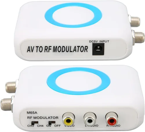 Miniatura 4 de ASHATA Modulador RF M65ANTSC, modulador de RF de audio de vídeo HD, adaptador coaxial, convertidor de demodulador VHF para consola de juegos Fire