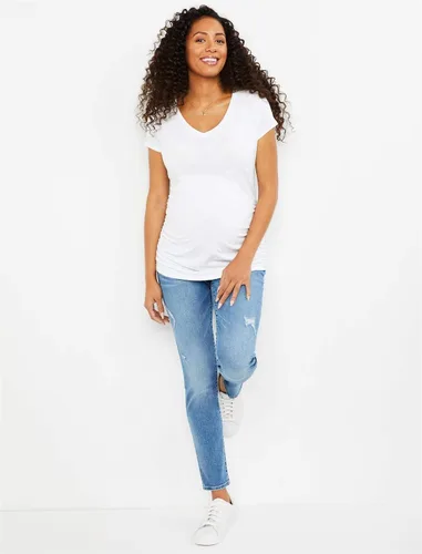 Miniatura 5 de Motherhood Maternity Women's Repreve Sustainable Over The Belly Skinny Denim Maternity Jeans Indigo Blue