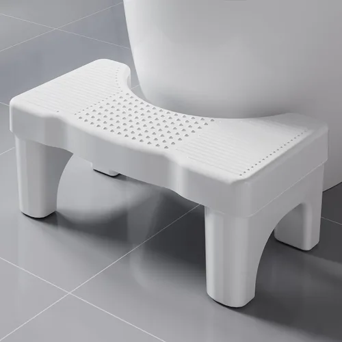 Kzeirm Taburete de Inodoro, Taburete de Paso para Caca para el Baño, Taburete de Pies para Caca de Inodoro para Adultos, Banco de Sentadillas Blanco