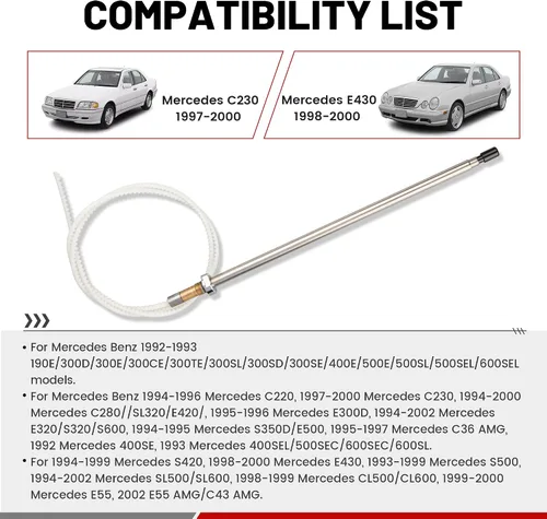 Miniatura 2 de RED WOLF Mástil de antena de alimentación compatible con Mercedes Benz 1992-2002 C280/S320/500SL/S420/C220 Aftermarket mástil aéreo para señal