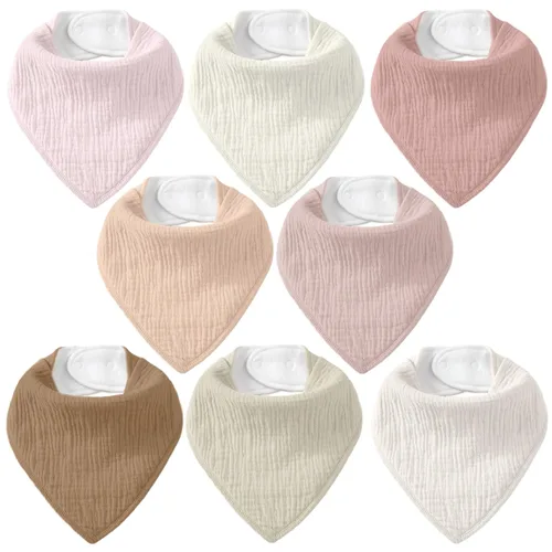 Miniatura 22 de Baberos de muselina para bebé 8 unidades, Babero tipo bandana para babeo y dentición, Algodón suave absorbente para niñas y niños Jardín
