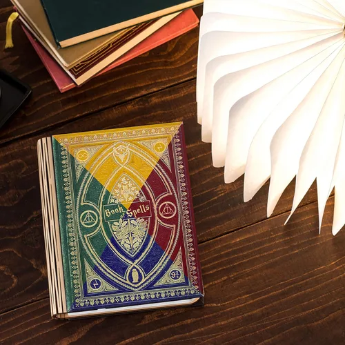KleverCase Lámpara de lectura recargable de 360 grados con temática de cubierta de libro, luz nocturna, escritorio, luz de noche (colores de la casa