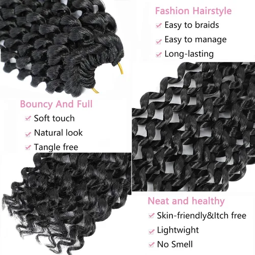 Miniatura 3 de Alrence Cabello Passion Twist de 24 pulgadas, 8 paquetes de cabello ondulado de ganchillo rizado para trenzas de ganchillo largas Bohe