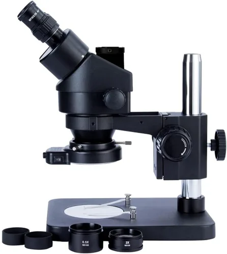 Miniatura 2 de Microscopio de laboratorio diapositivas negras 3.5X-90X Trinocular Simul Focal Microscopio para accesorios estéreo Microscopio Microscopio Piezas
