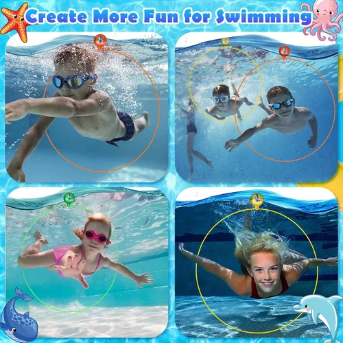 Miniatura 7 de Cludoo Anillos de natación para buceo en piscina, juguetes para niños, alta estabilidad, no requiere montaje, juguete de piscina, aros de natación