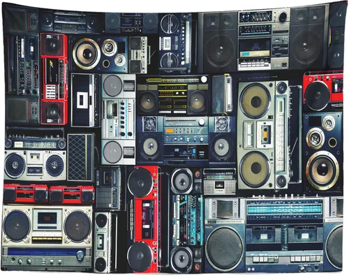 Miniatura 4 de BELECO Fondo de pantalla retro para pared de los años 80, 5 x 3 pies, estilo vintage de los años 70, regreso a los años 80, 90, fiesta, música, DJ