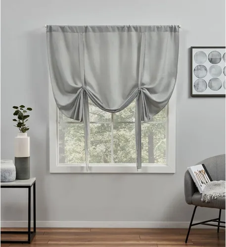 Miniatura 10 de EXCLUSIVE HOME Loha - Persiana para atar con bolsillo para barra, filtro de luz, 54 x 63 pulgadas, color negro perla