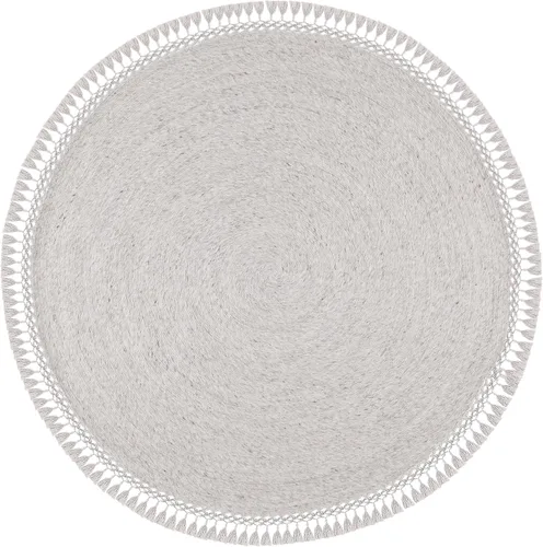 Miniatura 3 de SAFAVIEH Sahara Collection SAH490A - Alfombra de borlas hecha a mano estilo bohemio, redonda de 3 pies, color beige