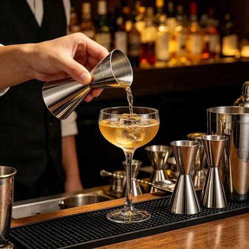 Miniatura 5 de Homestia Jigger doble de acero inoxidable, taza medidora de cóctel de 1 oz a 2 onzas con marcas precisas, jigger profesional de barman con guía