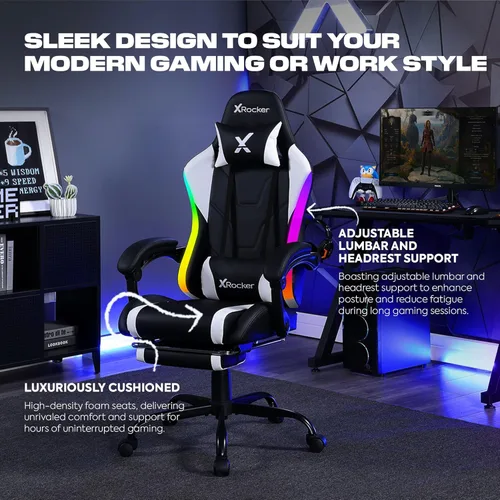 Miniatura 4 de X Rocker PC Computer Gaming Desk Chair with Wheels, College Dorm Room Essentials for Guys and Girls, Adjustable, Ergonomic Office Chair, Gifts for