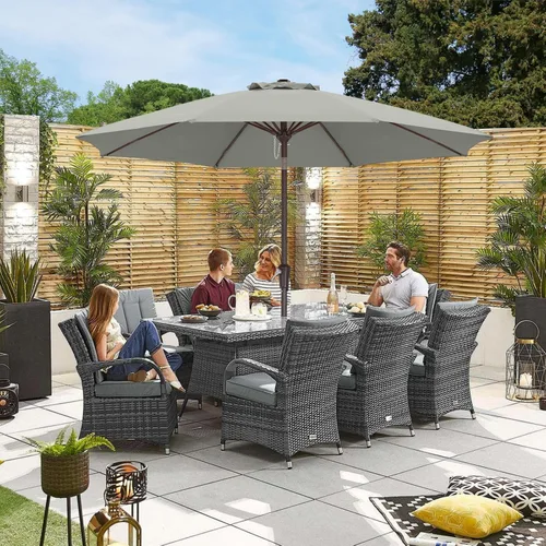 Miniatura 6 de ABCCANOPY Sombrilla de patio al aire libre de 9 pies, sombrilla de mesa de 8 varillas con manivela para una fácil instalación, adecuada para jardín