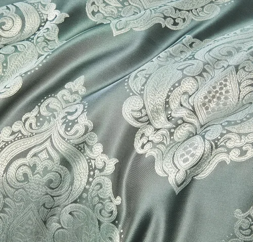 Miniatura 4 de Sterling Creek Trinity - Juego de edredón de lujo de 7 piezas, edredón tradicional de medallón jacquard gris y verde con cojines decorativos