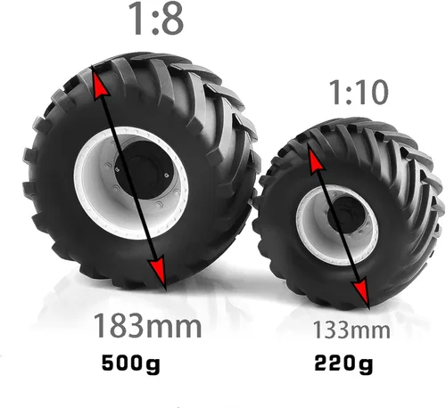 Miniatura 6 de Neumáticos de camión Monster 1/8 RC y ruedas hexagonales de 0.669 in, llantas de goma para buggy para camiones todoterreno a escala 1:8, Kaiju Tmaxx