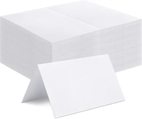 Miniatura 8 de 120 piezas de tarjetas de lugar, tarjeta de asiento de 2x3.5 pulgadas en blanco rellenable para banquete con marco de lámina dorada para mesa