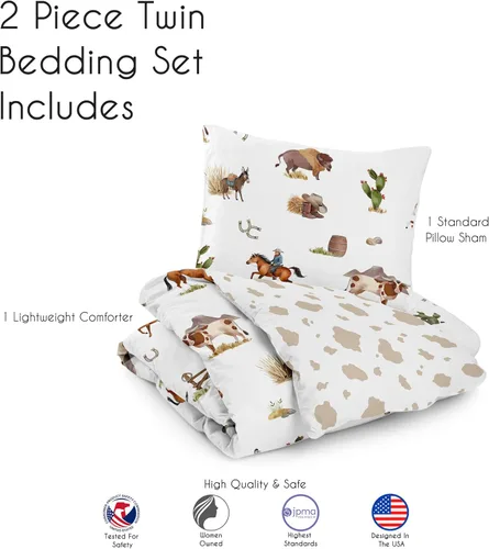 Miniatura 5 de Sweet Jojo Designs Juego de edredón individual de 2 piezas (vaquero occidental) para niños, ropa de cama para niños, ropa de cama en una bolsa