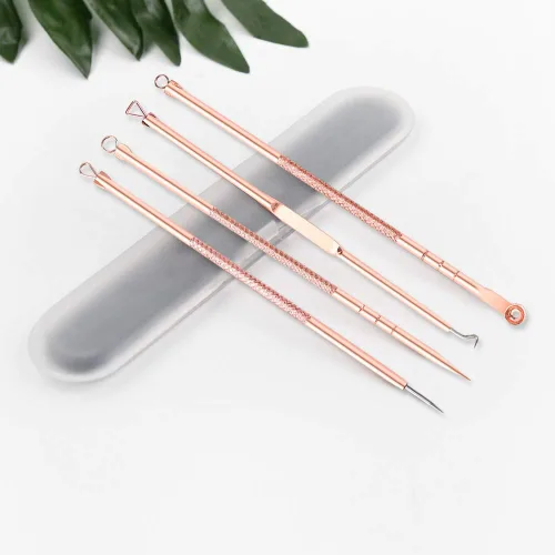 Miniatura 3 de Juego de 2 (8 piezas) de acero inoxidable rosa dorado aguja espinilla kit removedor de acné juego de herramientas mejor para mujeres y hombres