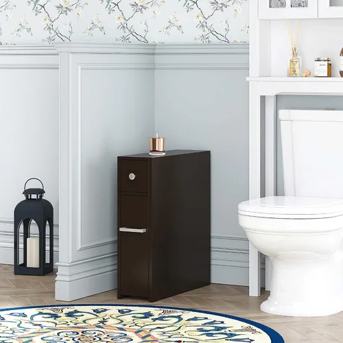 Miniatura 2 de Spirich - Gabinete delgado de almacenamiento para baño, soporte independiente para papel higiénico, gabinete de baño con cajón deslizable