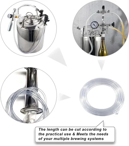 Miniatura 4 de MRbrew Tubo de cerveza de 10 pies, manguera de cerveza de PVC con abrazaderas de manguera de identificación de 3/16 pulgadas, línea líquida de grado