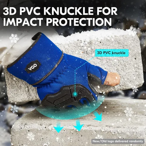 Miniatura 4 de Vgo... Winter Work Gloves Men,Leather Work Gloves,Anti-vibration,Mechanics Gloves,Abrasion Resistance
