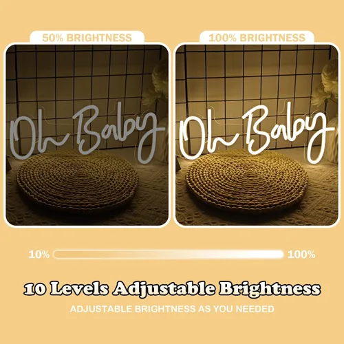 Miniatura 3 de Letrero de neón para decoración de pared, regulable, reutilizable, con texto en inglés "Oh Babe", letrero de neón para boda, decoración de baby