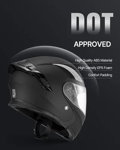 Miniatura 3 de VEVOR Casco de motocicleta aprobado por DOT, casco de motocross para adultos con visera transparente grande, cómodo para carreras de motocicleta