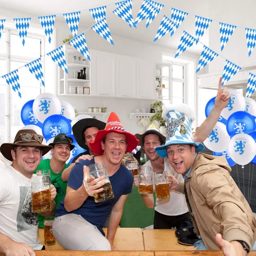 Miniatura 5 de TUPARKA Bandera de banderín bávaro de 98 pies para el Oktoberfest, decoraciones para el Oktoberfest, suministros para fiestas