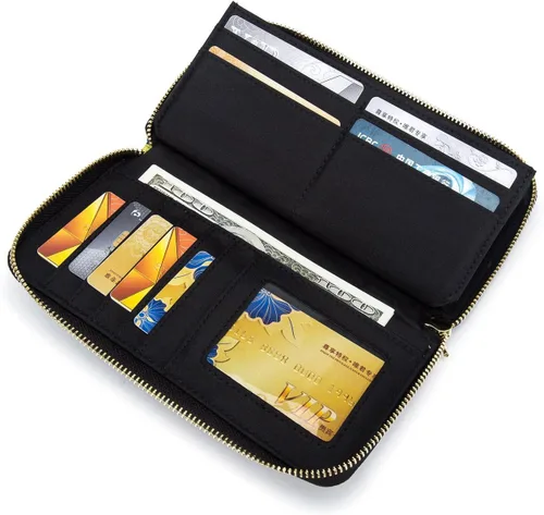 Miniatura 227 de Cartera de mano para mujer, estilo bohemio, con RFID, elegante, espaciosa con correa para viajes, capacidad para tarjetas, teléfono, dinero