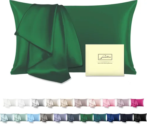 Miniatura 46 de Funda de almohada de seda para cabello y piel, suave, transpirable y sedosa 100% seda Queen, juego de 2, fundas de almohada de seda de morera
