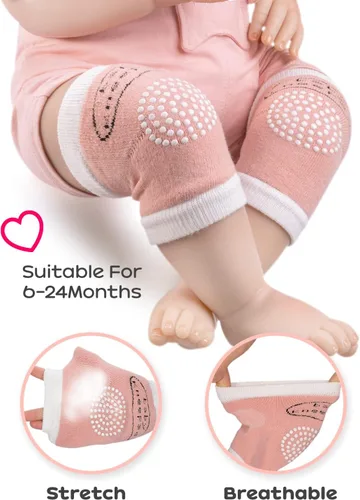 Miniatura 18 de BOSONER Rodilleras antideslizantes para bebés, rodilleras unisex para bebés y niños pequeños, 5 pares