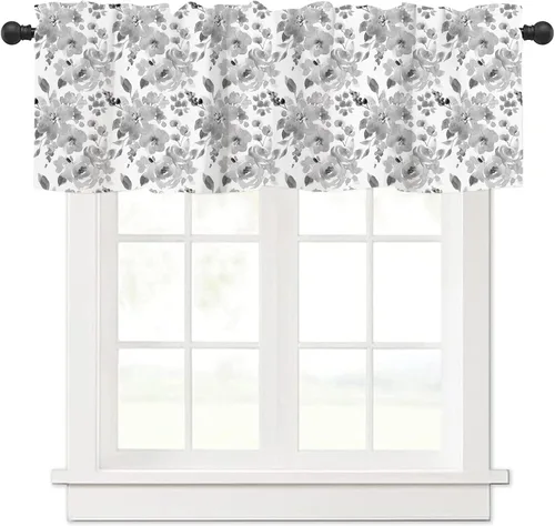 Miniatura 7 de Cortinas Cenefa Verde Salvia Floral Cocina con Bolsillo para Barra Paneles Cortos Acuarela Hojas de Eucalipto Retro Tratamiento de Ventana Cortinas