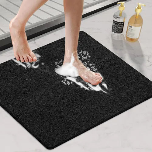 Miniatura 8 de HITSLAM Tapete de ducha antideslizante, tapete de bañera antideslizante de 24 x 24 pulgadas con drenaje, tapete de baño de ducha de PVC suave